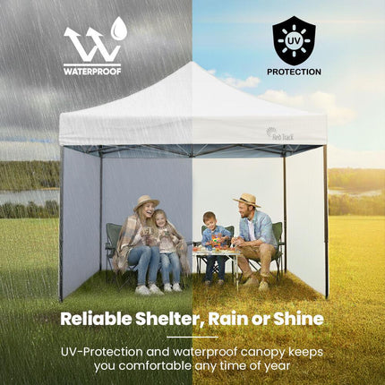 RED TRACK 3x3m Premium Pop Up Gazebo Marquee, Patented Steel Cable Canopy Support System, Wheeled Carry Bag, Side Walls, UV Block, Reinforced Frame, White.