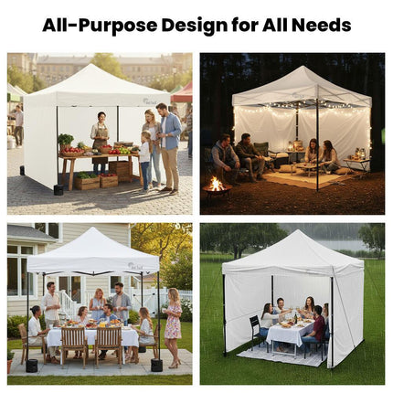 RED TRACK 3x3m Premium Pop Up Gazebo Marquee, Patented Steel Cable Canopy Support System, Wheeled Carry Bag, Side Walls, UV Block, Reinforced Frame, White.