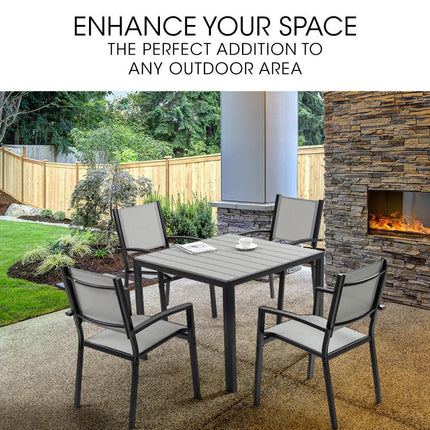 Fortia 5pc Outdoor Dining Furniture Set, 90 x 90cm Table and Chairs Setting for Outside.