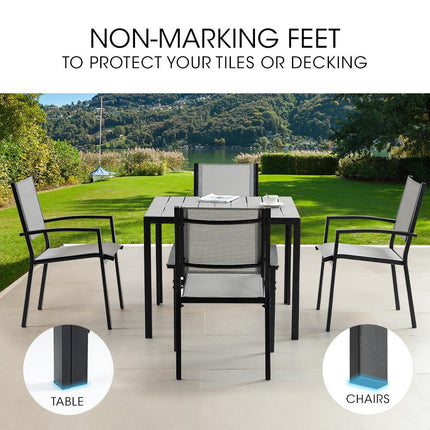 Fortia 5pc Outdoor Dining Furniture Set, 90 x 90cm Table and Chairs Setting for Outside.