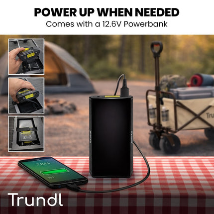 TRUNDL 106L Electric Folding Pull Cart, Powerful Easy Hill Climbing, All-terrain Wheels, Wagon for Beach Camping Shopping, Cream.