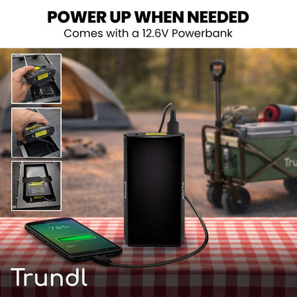 TRUNDL 106L Electric Folding Pull Cart, Powerful Easy Hill Climbing, All-terrain Wheels, Wagon for Beach Camping Shopping, Green.