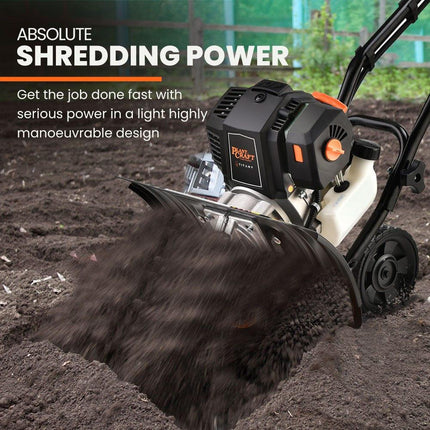 PLANTCRAFT 46CC Garden Cultivator Tiller Handheld 15" Inch Petrol 4-Stroke Titan 9.