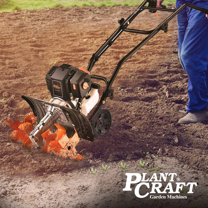 PLANTCRAFT 46CC Garden Cultivator Tiller Handheld 15" Inch Petrol 4-Stroke Titan 9.