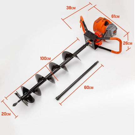 Baumr-AG Post Hole Digger 62CC Posthole Earth Auger Fence Borer Petrol Drill Bit.