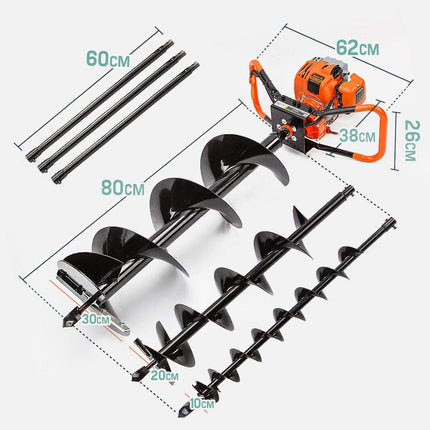 Baumr-AG Post Hole Digger 75CC Posthole Earth Auger Fence Borer Petrol Drill Bit.