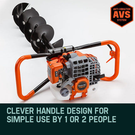 Baumr-AG Post Hole Digger 75CC Posthole Earth Auger Fence Borer Petrol Drill Bit.