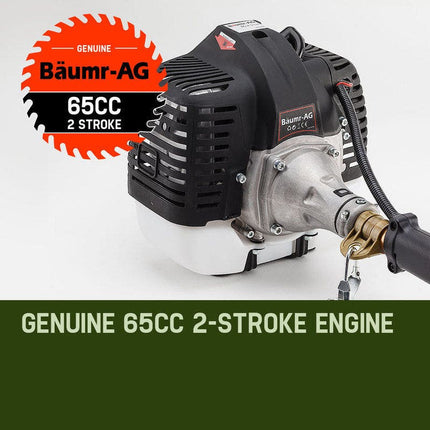 BAUMR-AG 65cc 7in1 Long Reach Garden Multi-tool, Pole Saw, Hedge & Line Trimmer, Brush Cutter, 12" Tree Trimming Pruning Chainsaw Bar, 2 Extension Shafts.