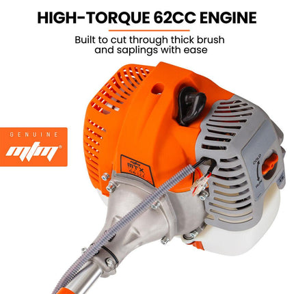 MTM 62cc 7in1 Brush Cutter Garden Multi-Tool , Pole Hedge & Line Trimmer, Bullhorn Handle, 12" Tree Trimming Pruning.