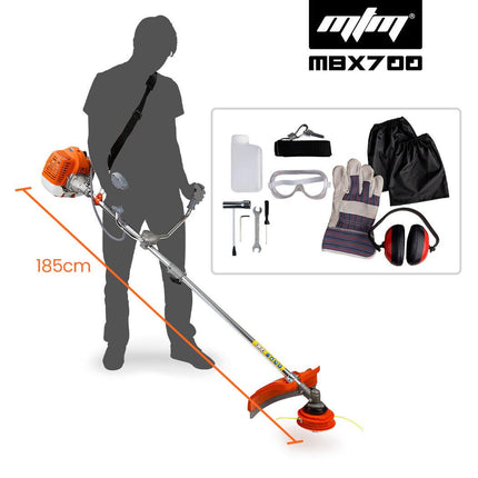 MTM 62cc 7in1 Brush Cutter Garden Multi-Tool , Pole Hedge & Line Trimmer, Bullhorn Handle, 12" Tree Trimming Pruning.