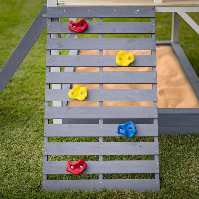 ROVO KIDS Wooden Tower Cubby House with Slide, Sandpit, Climbing Wall, Noughts & Crosses.