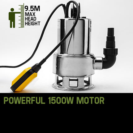 PROTEGE 1500W Submersible Dirty Water Pump Bore Tank Well Steel Automatic Clean.