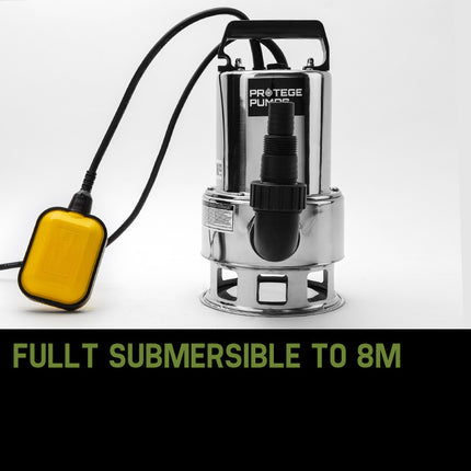 PROTEGE 1500W Submersible Dirty Water Pump Bore Tank Well Steel Automatic Clean.