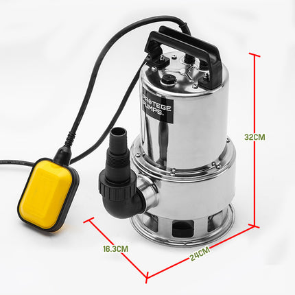 PROTEGE 1500W Submersible Dirty Water Pump Bore Tank Well Steel Automatic Clean.