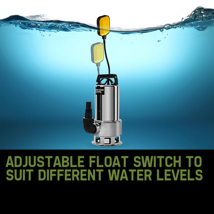PROTEGE 2000W Submersible Dirty Water Pump Bore Tank Well Steel Automatic.