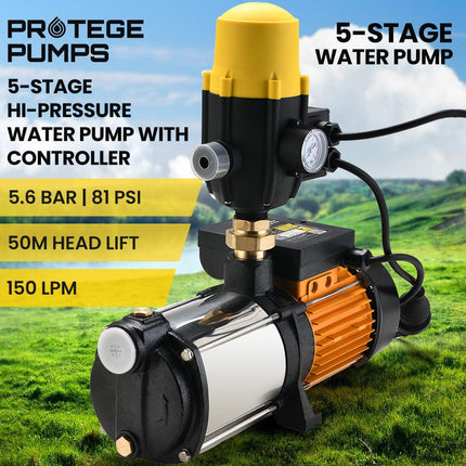 Protege Multi Stage Water Pump High Pressure Rain Tank Garden Farm House.