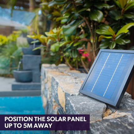 PROTEGE Solar Fountain Water Feature Outdoor 4 Bowl with LED Lights - Sand Colour.
