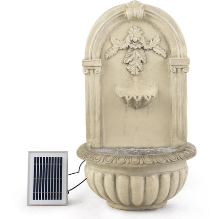 PROTEGE Solar Fountain Water Feature Outdoor 4 Bowl with LED Lights - Sand Colour.
