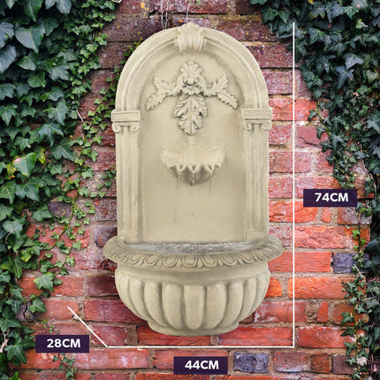 PROTEGE Solar Fountain Water Feature Outdoor 4 Bowl with LED Lights - Sand Colour.