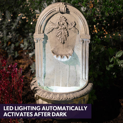 PROTEGE Solar Fountain Water Feature Outdoor 4 Bowl with LED Lights - Sand Colour.
