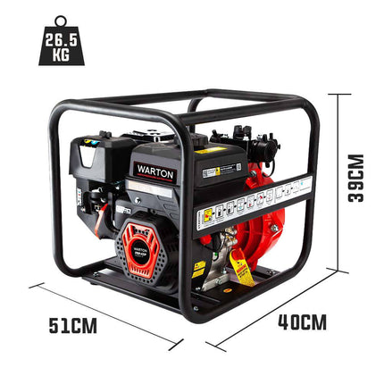 WARTON Petrol Water Pump 8HP Fire Fighting High Pressure Transfer Irrigation 4.