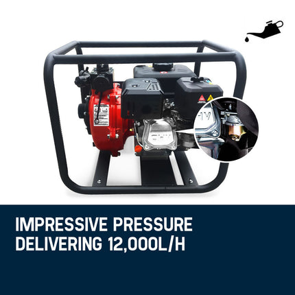 WARTON Petrol Water Pump 8HP Fire Fighting High Pressure Transfer Irrigation 4.