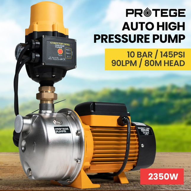 PROTEGE 2350W Automatic High Pressure Water Jet Pump, with Auto Digital Controller, for Rainwater Tank, Grey Water, Irrigation.