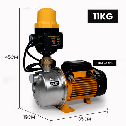 PROTEGE 2350W Automatic High Pressure Water Jet Pump, with Auto Digital Controller, for Rainwater Tank, Grey Water, Irrigation.