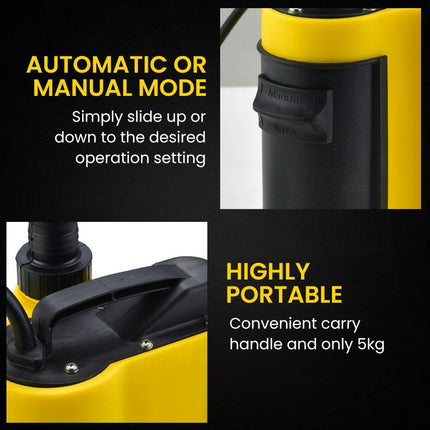 PROTEGE Tight Access Clean/Grey Water Submersible Sump Pump, Integrated Float Switch.
