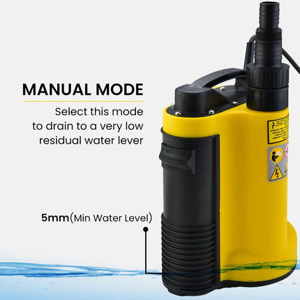 PROTEGE Tight Access Clean/Grey Water Submersible Sump Pump, Integrated Float Switch.