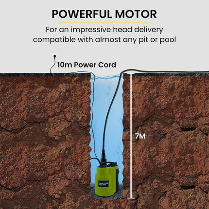 PROTEGE Tight Access Clean/Grey Water Submersible Sump Pump, Integrated Float Switch.