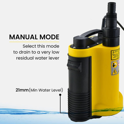 PROTEGE Tight Access Dirty Water Submersible Sump Pump, Integrated Float Switch.