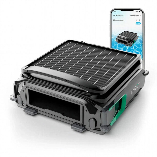 WYBOT F1 Solar Robotic Pool Skimmer, Large 7L Basket, APP Control and Customisable Route, Automatic Cleaner of Leaves and Fine Debris.