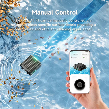WYBOT F1 Solar Robotic Pool Skimmer, Large 7L Basket, APP Control and Customisable Route, Automatic Cleaner of Leaves and Fine Debris.