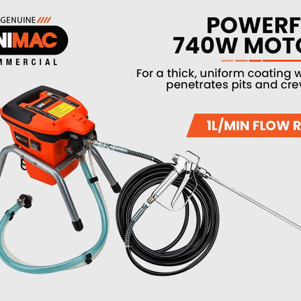 Unimac 740W Electric Airless Paint Sprayer Portable High Pressure Station Spray Gun.