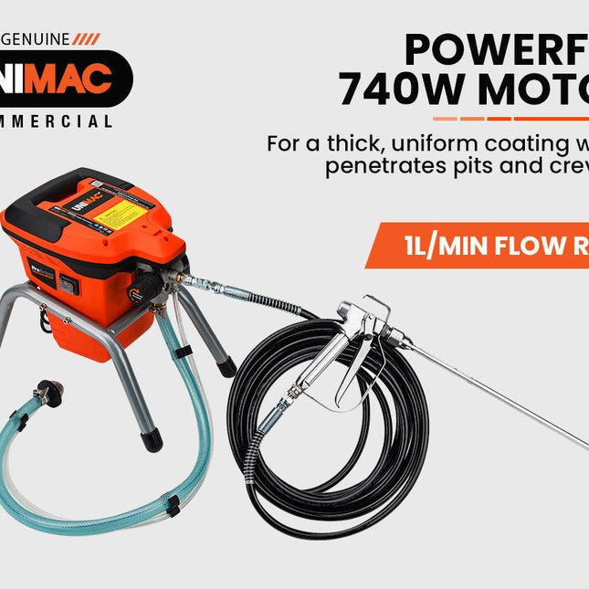 Unimac 740W Electric Airless Paint Sprayer Portable High Pressure Station Spray Gun.