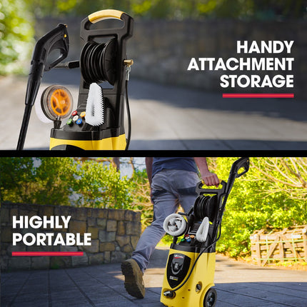 JET-USA RX550 Electric High Pressure Washer 3500PSI, 5 Nozzles, Spin & Wheel Brush, Deck Cleaner, Turbo Head, 10M Hose.