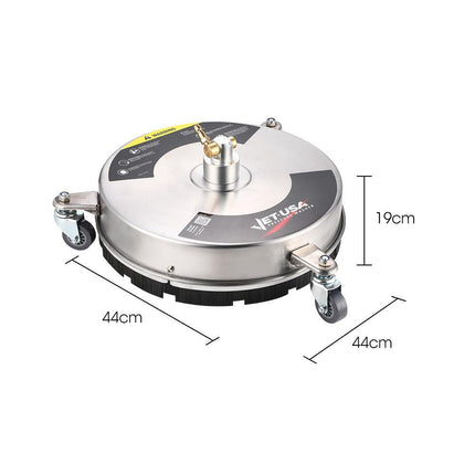 Jet-USA 15" Stainless Steel Pressure Washer Surface Cleaner, 1/4" Fitting, For Concrete Driveway Patio Floor.