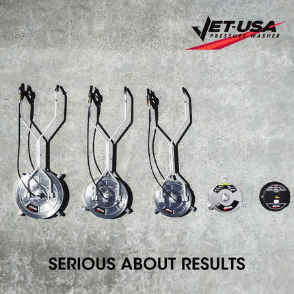 Jet-USA 15" Stainless Steel Pressure Washer Surface Cleaner, 1/4" Fitting, For Concrete Driveway Patio Floor.