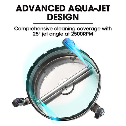 Jet-USA 18" Stainless Steel Pressure Washer Surface Cleaner with Yoke Handlebar, 3/8" Fitting, For Concrete Driveway Patio Floor.
