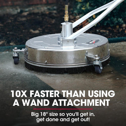 Jet-USA 18" Stainless Steel Pressure Washer Surface Cleaner with Yoke Handlebar, 3/8" Fitting, For Concrete Driveway Patio Floor.