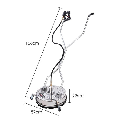 Jet-USA 18" Stainless Steel Pressure Washer Surface Cleaner with Yoke Handlebar, 3/8" Fitting, For Concrete Driveway Patio Floor.