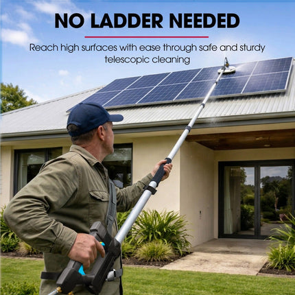JET-USA 5.5m Telescopic Rotary Surface Cleaner Brush, for Solar Panels, Walls, Windows, M22 Pressure Washer Connection.