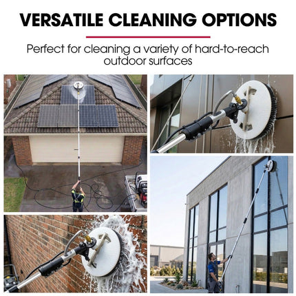 JET-USA 5.5m Telescopic Rotary Surface Cleaner Brush, for Solar Panels, Walls, Windows, M22 Pressure Washer Connection.