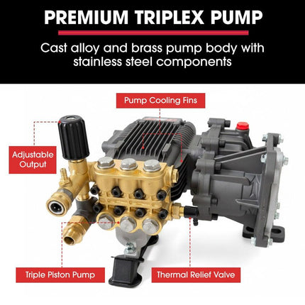 JET-USA Commercial Diesel High-Pressure Washer Cleaner, Electric Start 10hp 418cc, 15m Steel Braided Hose, Adjustable Triplex Pump - DX800.