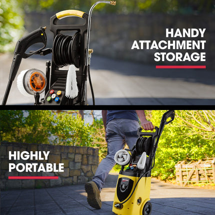 Jet-USA RX550 Electric High Pressure Washer 3500PSI Ultimate Pack, 5 Nozzles, Spin & Wheel Brush, Deck Cleaner, Turbo Head, Angled Lance, 30M Hose Reach.