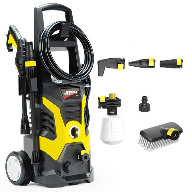 JET-USA RX530 Electric High Pressure Washer, 2400PSI 3 Nozzles, Brush Head Cleaner, Detergent Bottle.