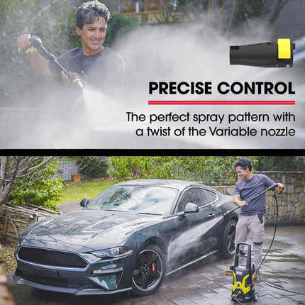 JET-USA RX530 Electric High Pressure Washer, 2400PSI 3 Nozzles, Brush Head Cleaner, Detergent Bottle.
