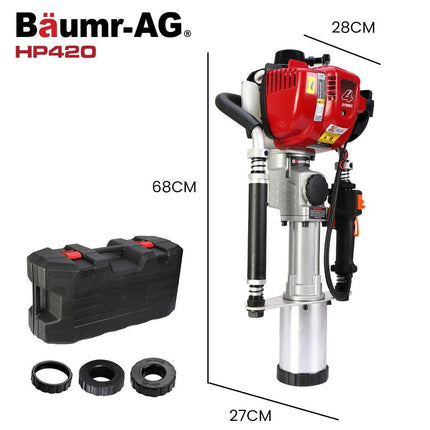 BAUMR-AG 38cc 4-Stroke Petrol Post Driver, with Carry Case & 3 Piling Sleeves.