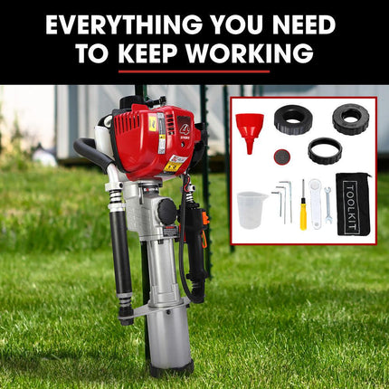 BAUMR-AG 38cc 4-Stroke Petrol Post Driver, with Carry Case & 3 Piling Sleeves.